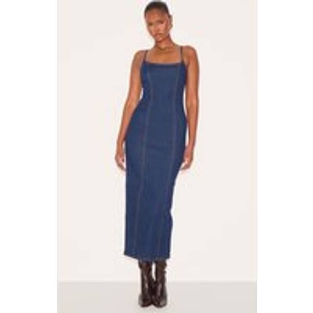Indigo Cami Strap Denim Midaxi Dress, Indigo - 6