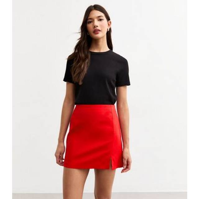 New Look Women's Red Soft Touch Linen Blend Pelmet Mini Skirt - UK 8
