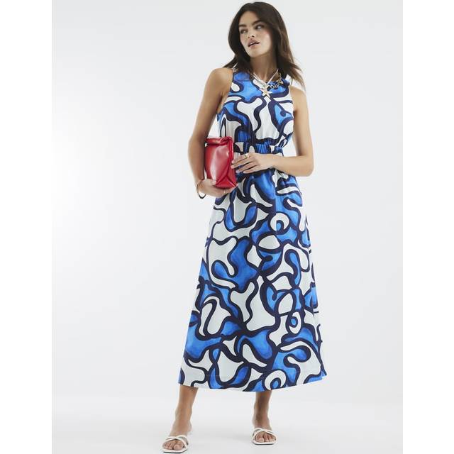River Island Womens Blue Sleeveless Cut Out Poplin Midi Dress - 18