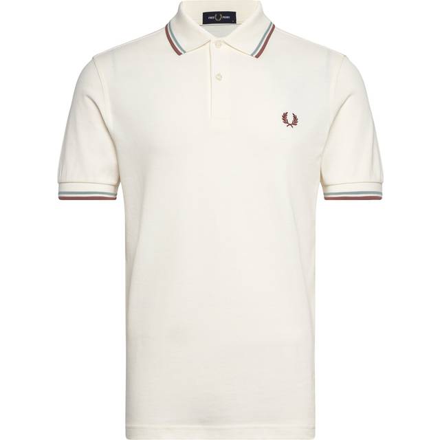 Fred Perry – Off-white pikétröja med randiga kanter-Vit/a