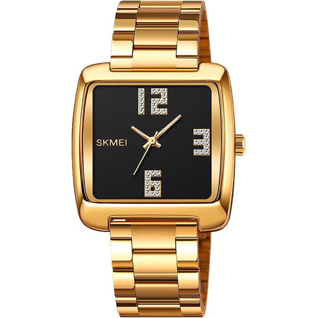 Square Scale Dial Watches Stainless Steel Waterproof Wristwatch