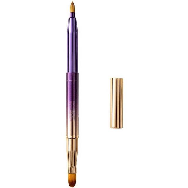 Exquisite Professional Lip Brush Applicators-Retractable Lipstick Brushes- Lipstick Gloss Makeup Brush Tool For Women and Girls (Two-Head-Gradient Pur
