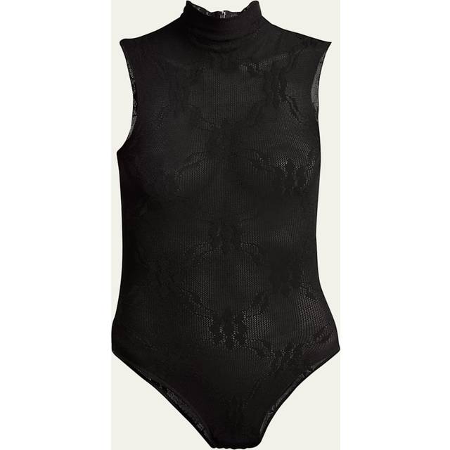Sleeveless High Neck Bodysuit In Black S - black