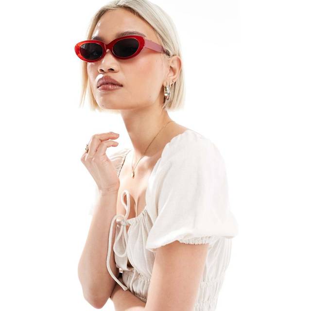 New Look Red Oval Frame Sunglasses