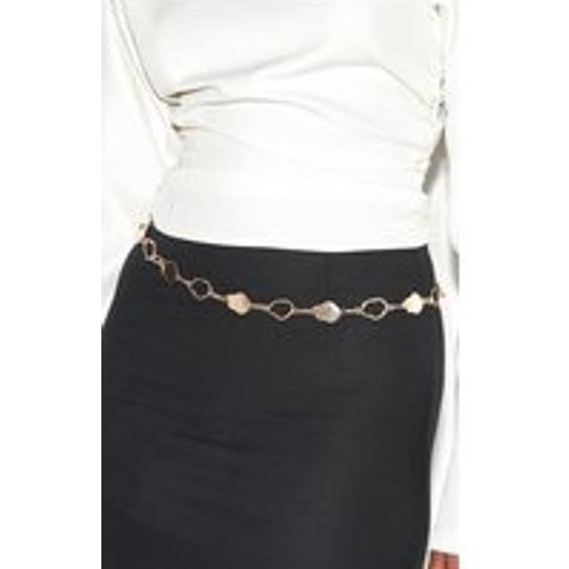 Gold Molten Link Belly Chain, Yellow - One Size