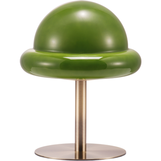 Traditional Antique Brass Bankers Desk Lamp with Green Mushroom Glass Shade - Metallic Gold - One Size