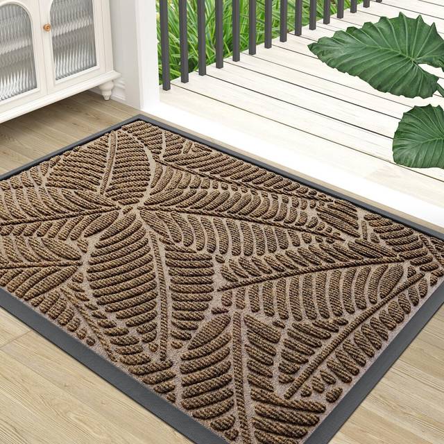 Homaxy Door Mats Indoor Outdoor, Heavy Duty Rubber Dirt Trapper Doormats, Non Slip Waterproof Floor Mat, Easy Clean Door Matt for Front Door, Entrance