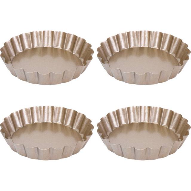 Tart Pan, 4 Inch Mini Quiche Pan Removable Bottom Non-Stick Tin, for Oven Baking Carbon Steel Pan.(4 Packs)