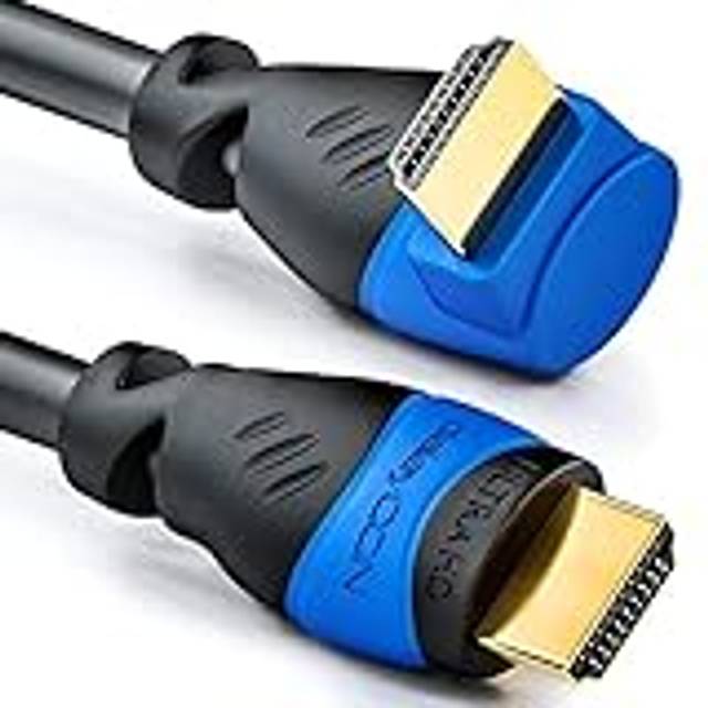 deleyCON 2m HDMI 90° Grader Vinklad Kabel - Kompatibel med HDMI 2.0/1.4 - UHD 4K HDR 3D 1080p 2160p ARC - Svart