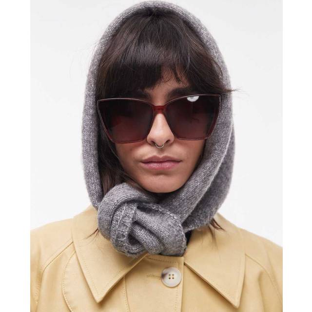 & Other Stories – Mörkröda solglasögon i cateye-modell och oversize, exklusivt hos ASOS-Brun