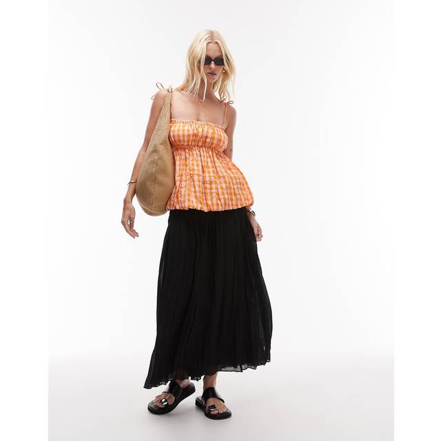 Mango Himalaya Gathered Mixed Blend Midi Skirt