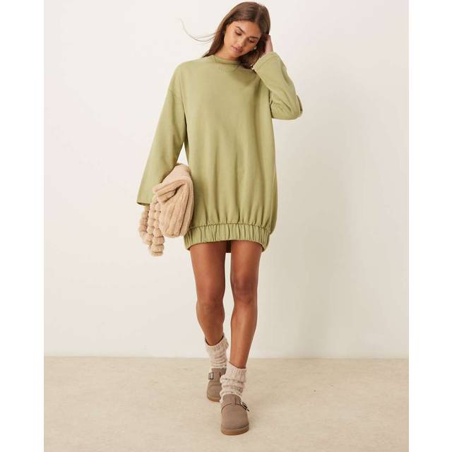 ASOS DESIGN – Grön sweatshirtklänning i minilängd med vida ärmar-Grön/a