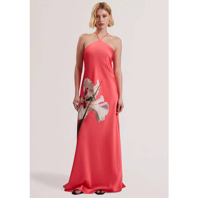 Ted Baker Ajima Flower Bias Cut Maxi Dress, Coral