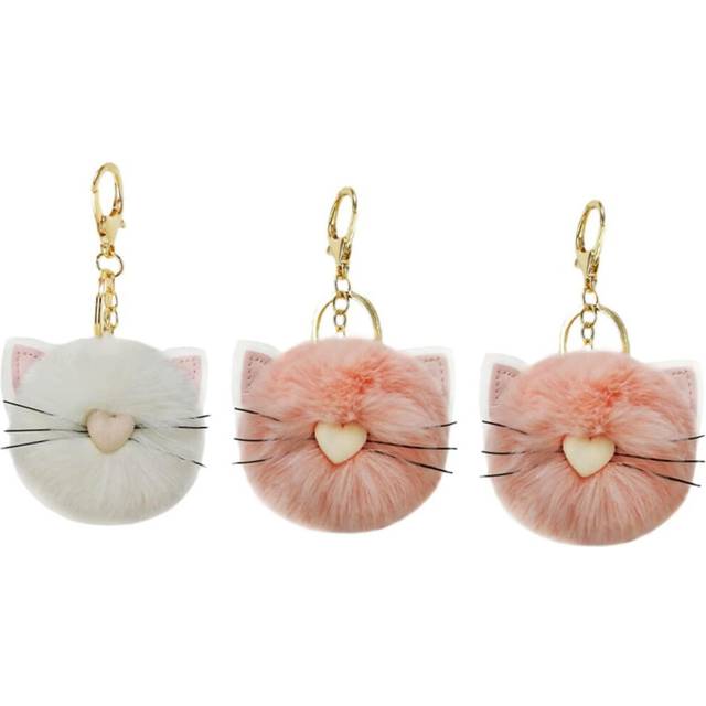 Cute Cat Keychains Wool Ball 3PCS Rabbit Hair Keychains Fashion Bag Ornaments Keychain Pendants for Women