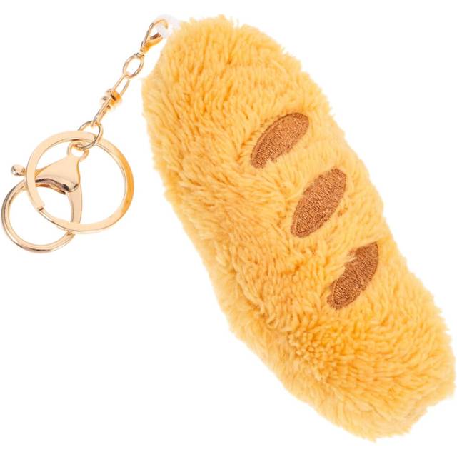 Mini Plush Bread Keychain Kawaii Food Pendant Decorative Key Ring for Car Soft Stylish