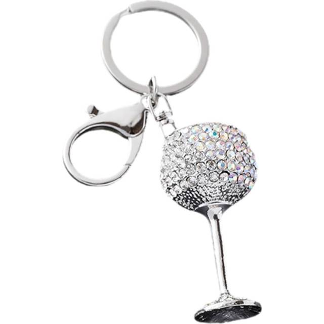 Fashionable Wine Glass Shape Keychain Keyring Lobster Clasp Decorative Accessory