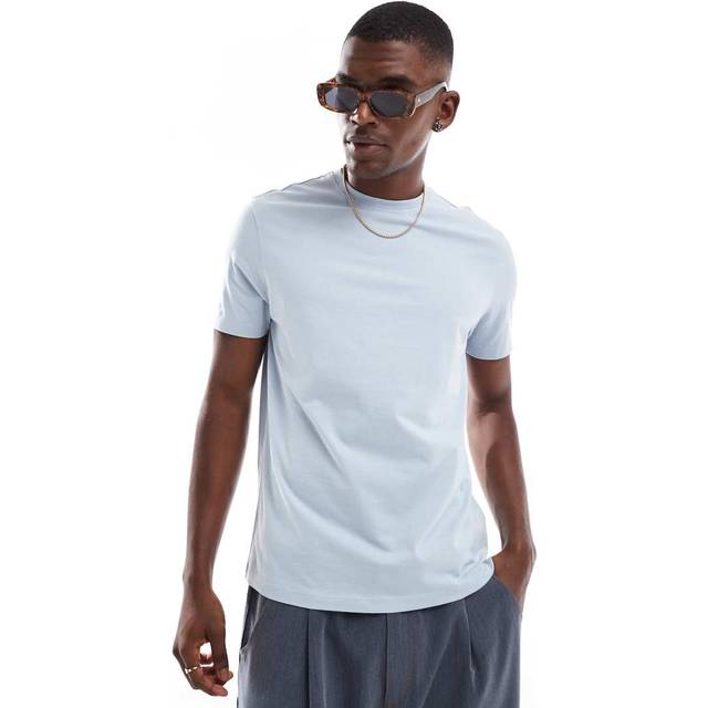 New Look Men's Pale Blue Regular Cotton T-Shirt - M