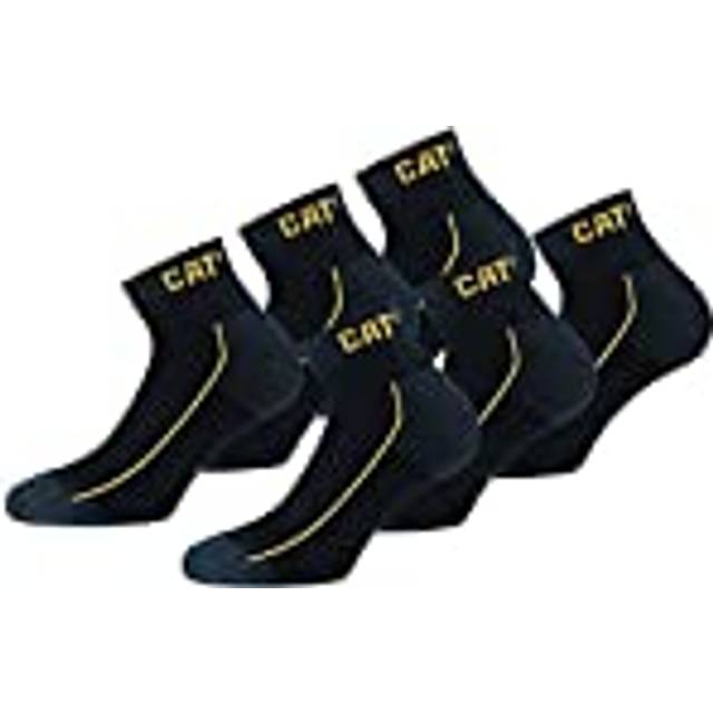 Caterpillar 6 Pairs Robust Work Sneaker, arbetsstrumpor i mjuk bomull, förstärkt tå och häl, CORDURA Fiber Technology (svart, 43-46)