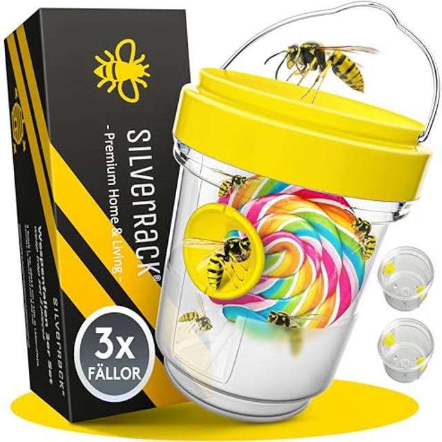 SilverRack getingfälla 3-pack - Getingavvisare för att ställa upp och hänga - Getingavvisare för utomhusbruk - även lämplig som levandefälla, myggfälla, flugfälla för naturligt lockmedel