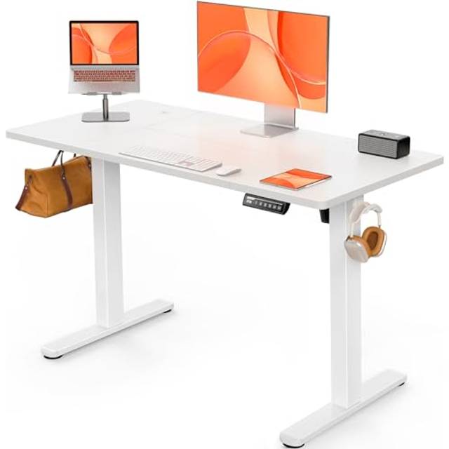 Electric Standing Desk Height Adjustable 120 x 60cm, Sit Stand Desk with 4 Memory Smart Pannel, Home Office Desk with Splice Board