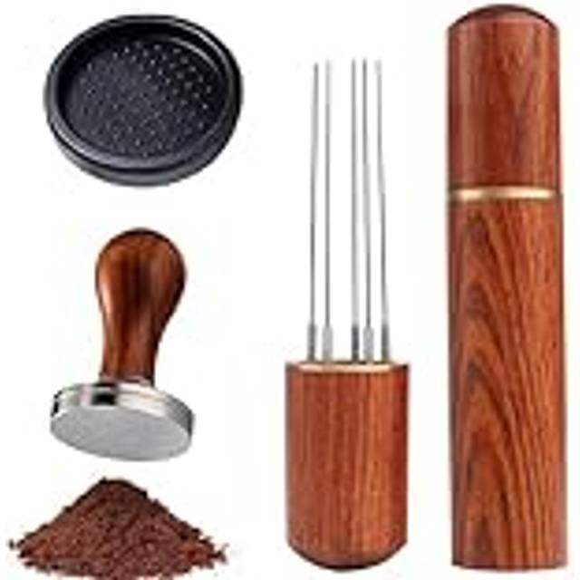 Molbory Kaffetamper 51 mm, espresso-tamper-set, 304 rostfritt stål kaffeamper, tampermatta och espressomål, espresso tamper, barista set för kaféer och kaffeälskare