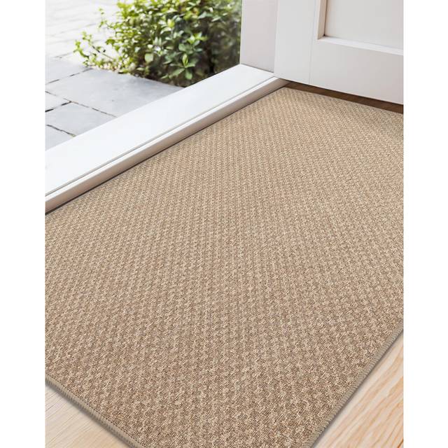 COLOR&GEOMETRY Large Door Matts Indoor 92 x 142 cm, Thin Indoor Door Mats Non Slip, Absorbent Dirt Trapper Easy Clean Doormats Inside, Khaki