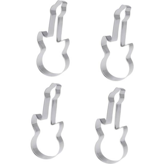 4Pcs Stainless Steel Guitar Shape Cookie Mold for Home Baking for Biscuit and Pastry Making Baking Tools for Creative Treats