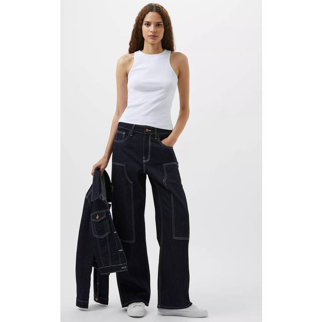French Connection Denver Contrast Stitch Jeans, Blue