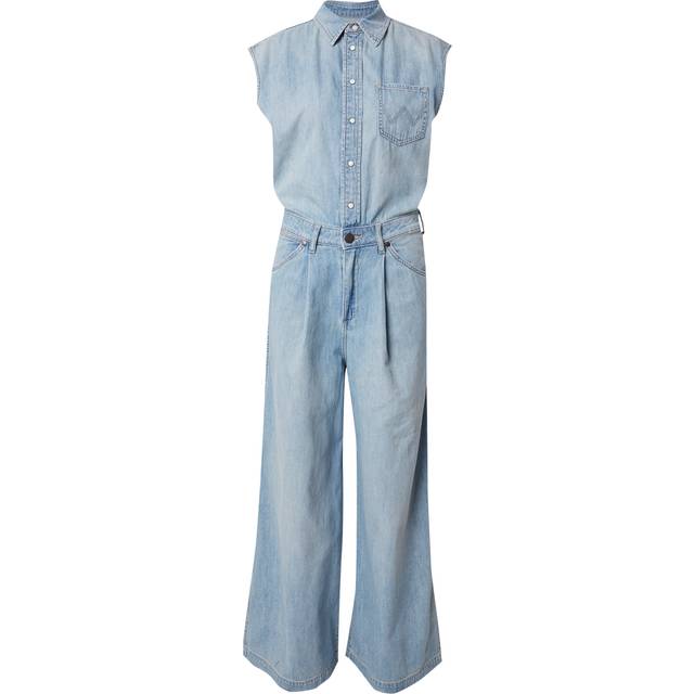 Wrangler – Ljusblå, tvättad jumpsuit i denim