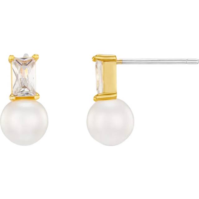 Orelia Crystal and Pearl Stud Earrings, Gold