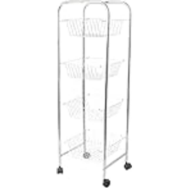 KitchenCraft Köksvagn på hjul med 4 avtagbara grönsakskorgar, krompläterad metall