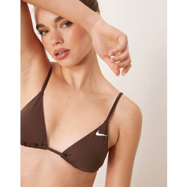 Nike – Essential – Brun bikiniöverdel i trekantsmodell