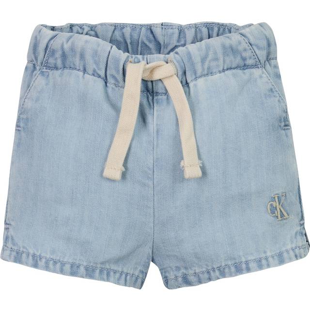 Calvin Klein Boys Light Blue Denim Ck Monogram Shorts - 12 month