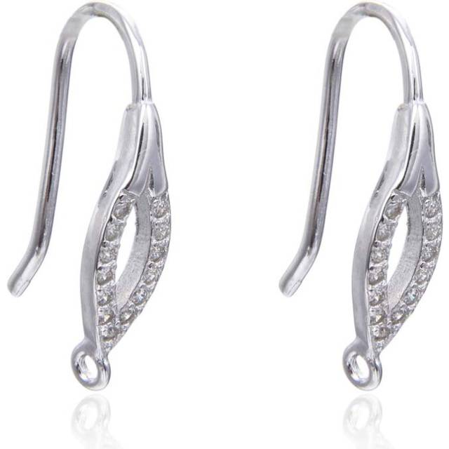 20pcs Adabele Authentic 925 Sterling Silver Leaf Design Fancy Earring Hook Dangle 13 Cubic Zirconia CZ Diamond Ear Wire Tarnish Resistant Rhodium Plat