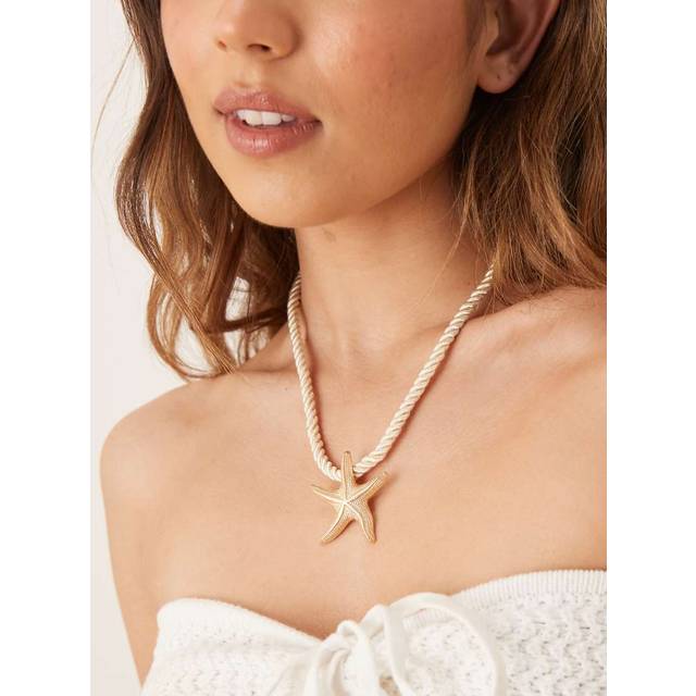 Starfish Pendant Twist Cord Necklace Gold - Accessorize - One Size