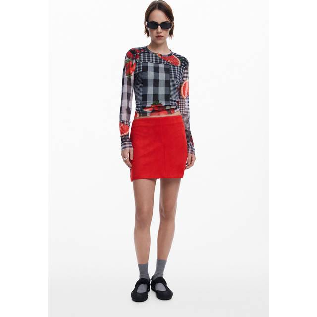 Suede mini skirt