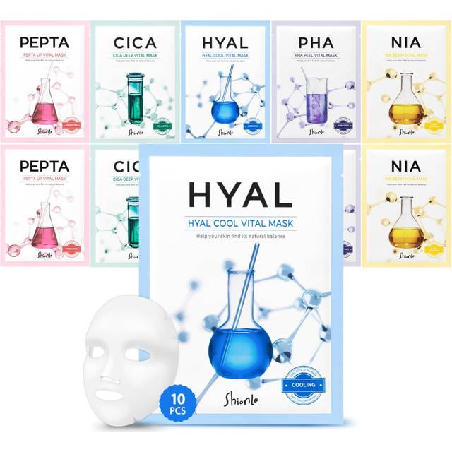 CUTIE MANGO SHIONLE10 Combo Pack A Vital Facial Sheet Mask  5 Types Essence Korean Skincare Self Care Home Spa Treatment Face Mask  Hydrating Nourishi