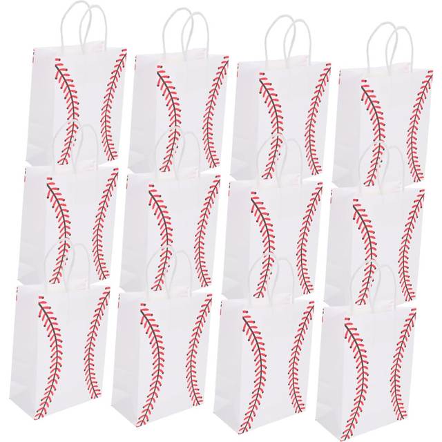 12pcs Party Favor Bag Goodie Bag Bag Kraft Bags Tote Bags Packaging Bags Baseballs Bag