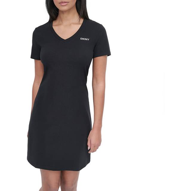 DKNY for woman. DP5D4902 Black Pico dress (XS), Casual, Cotton, Short sleeve