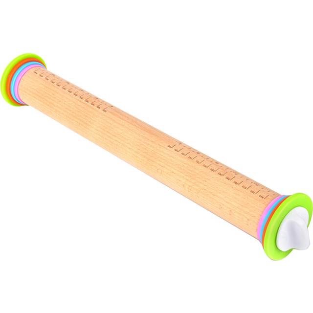 Adjustable Wood Rolling Pin with Removable Rings,Dough Roller,for Baking,Pizza and Cookies,Home Kitchen Baking Tool