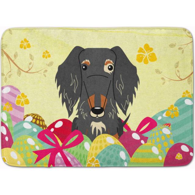 Caroline's Treasures Easter Eggs Wire Haired Dachshund Dapple Machine Washable Memory Foam Mat doormats  Multicolor