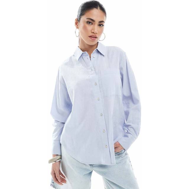 New Look Women's Plus Size Blue Long Sleeve Chambray Shirt Curves - UK 18