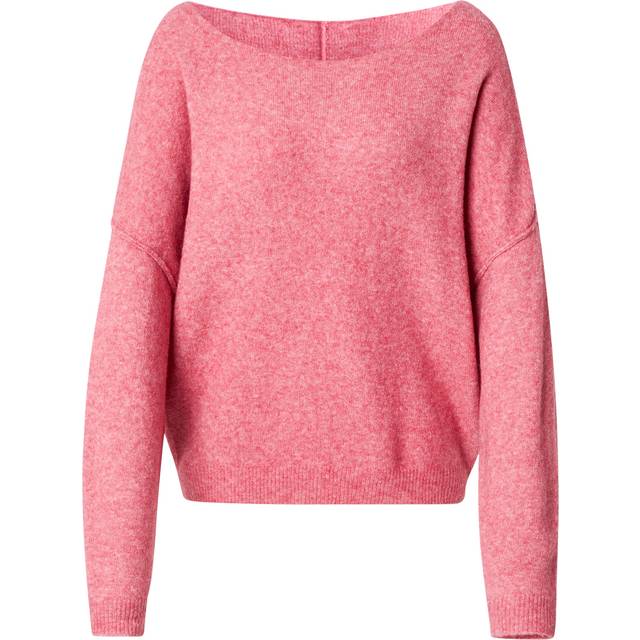 Damsville Boat Neck Jumper in Chunky Knit - dusty pink - M/L