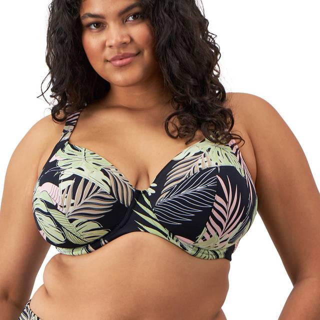 Tropical Retreat Plunge Bikini Top - Black - 36HH