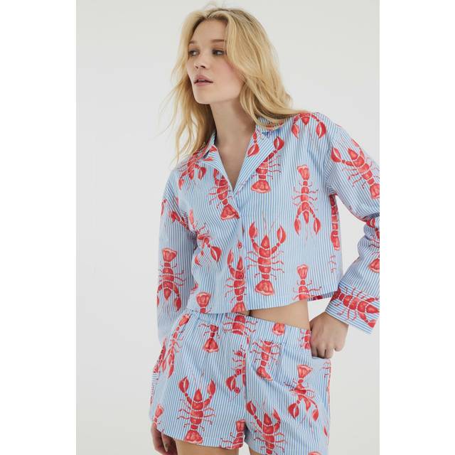 River Island Womens Blue Stripe Lobster Print Pyjama Set - M