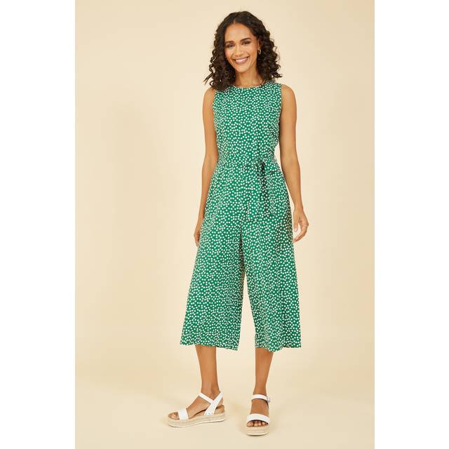 Green Ditsy Daisy Sleeveless Culotte Jumpsuit - 18