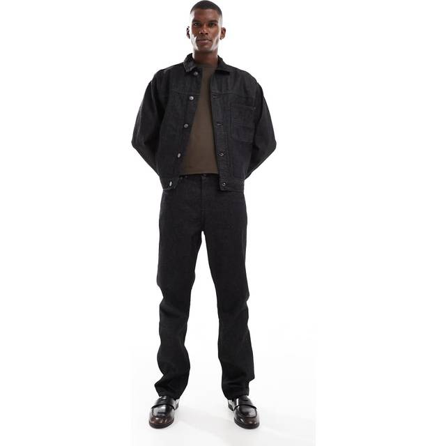 Mens River Island Black Denim Straight Jeans - 32L