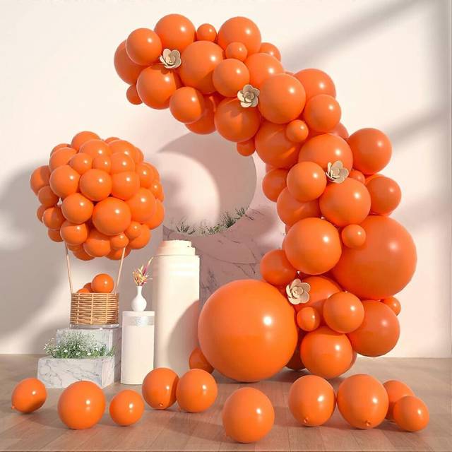 (As show, One size) Orange Party Latex Balloons - 100 pcs 5/10/12/18 inch Party Latex Ballons As Birthday Balloons/Merry Chritmas Balloons/Graduation