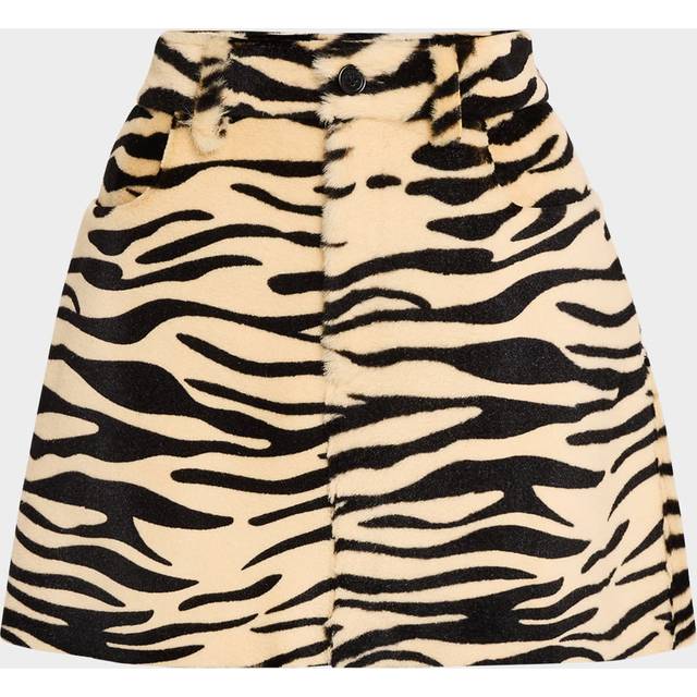 Tiger-Print Shearling Mini Skirt - TAN - 44 IT (8 US)