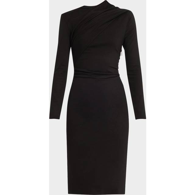 Asymmetric Long-Sleeve Jersey Dress - SOLID BLACK - 36 IT (0 US)